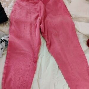 Pink Textured Pants